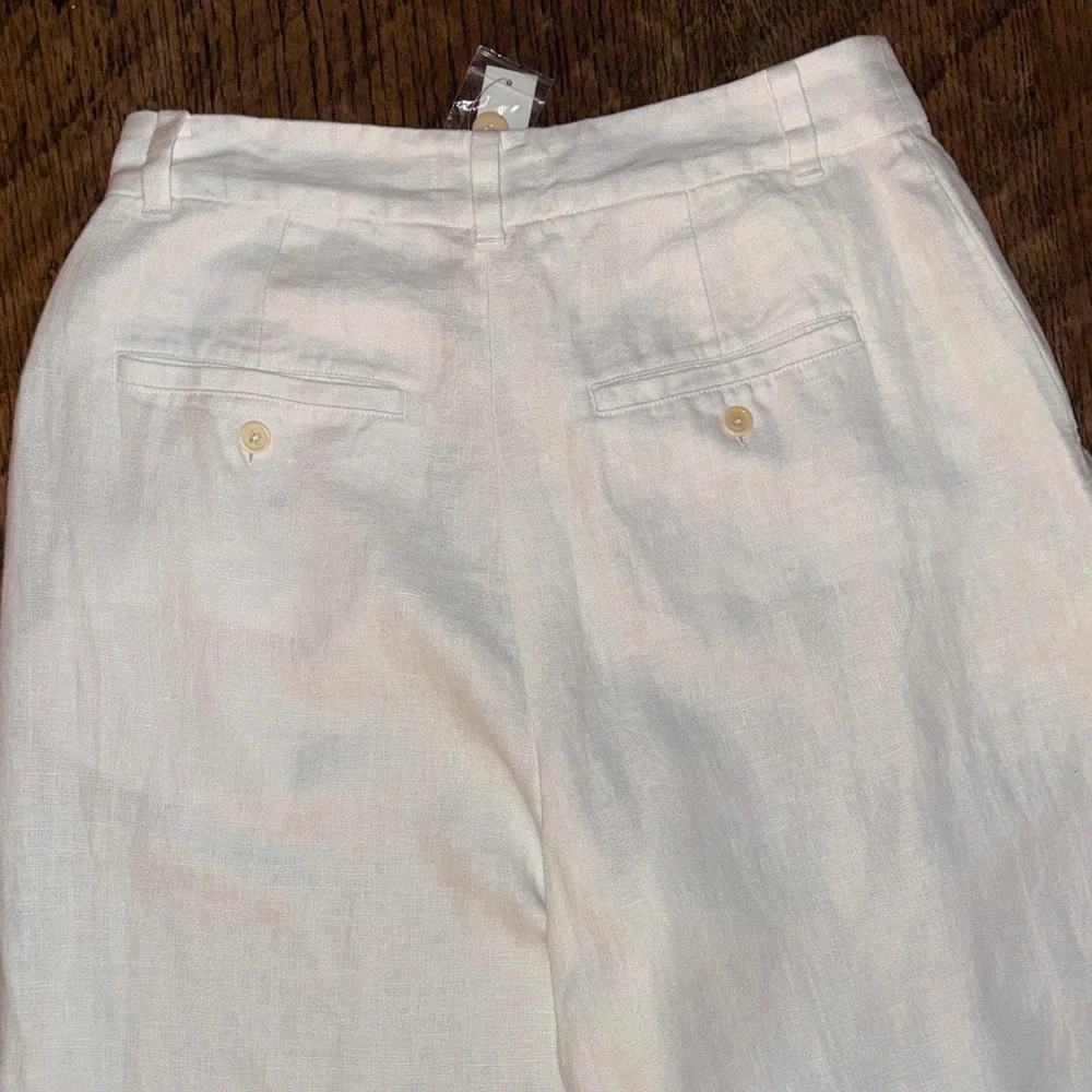 Madewell size 8 NWT NEW White Wide-Leg Linen Pants - Picture 8 of 12